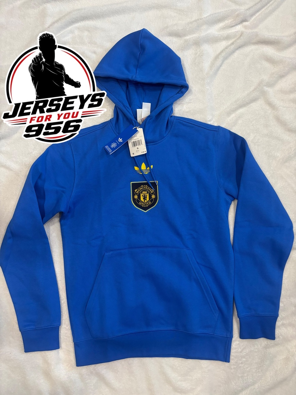 adidas Blue Manchester United Crest Zip-Up Hoodie